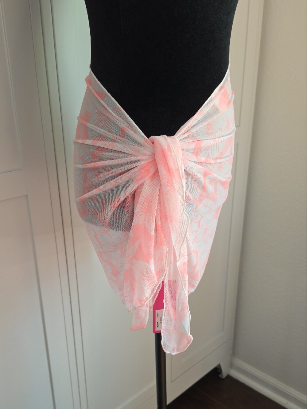 Lightweight Pink Floral Swim Sarong Cover-Up